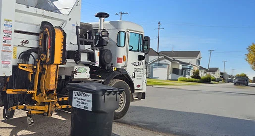 End of The Driveway Blue Trash Bins
